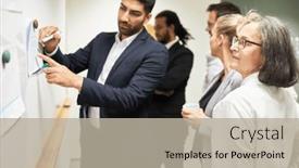  Presentation with planning - Presentation theme featuring young-business-man background and a mint green colored foreground