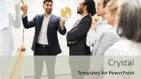  Presentation with business coaching - PPT theme featuring young-business-man background and a light gray colored foreground