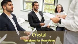  Presentation with assessment center - Presentation enhanced with young-business-people-as-applicants background and a  colored foreground