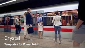  Presentation with young business people - Amazing slide set having young-business-people-at-subway backdrop and a gray colored foreground