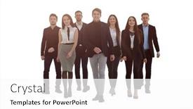  Presentation with stepping - Slide deck having young-business-people-confidently-stepping background and a white colored foreground