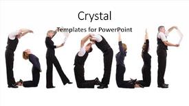  Presentation with young business people - Cool new slides with young business people forming group word over white backdrop and a white colored foreground