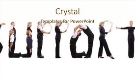  Presentation with young business people - Beautiful presentation theme featuring young business people forming support backdrop and a cream colored foreground