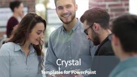  Presentation with business group meeting - Amazing presentation design having young business people group have backdrop and a gray colored foreground