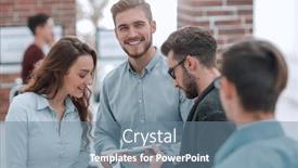  Presentation with young business people - Amazing presentation design having young-business-people-group backdrop and a seafoam green colored foreground