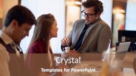  Presentation with coffee talk - PPT theme consisting of young-business-people-having background and a tawny brown colored foreground