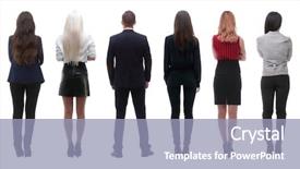  Presentation with small group top view - Presentation design with young business people looking forward background and a light blue colored foreground