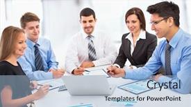  Presentation with business training - PPT theme having young business people sitting background and a  colored foreground