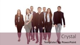  Presentation with young business people - Slides enhanced with young-business-people-walking-behind background and a  colored foreground