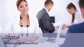  Presentation with young business people - Amazing theme having young business people with colleague backdrop and a  colored foreground