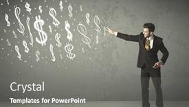  Presentation with dollar signs - PPT layouts having young business people with hand drawn dollar signs concept background and a gray colored foreground
