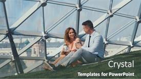  Presentation with paper cups - Colorful slide deck enhanced with young business people with paper cups in the park backdrop and a dark gray colored foreground