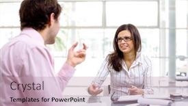  Presentation with lobby - Amazing slides having young business people working in lobby backdrop and a coral colored foreground