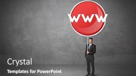  Presentation with traffic - PPT theme enhanced with young-business-person-holdig-traffic background and a gray colored foreground