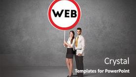 Presentation with web technology - Presentation featuring young-business-person-holdig-traffic background and a dark gray colored foreground