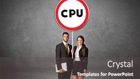  Presentation with cpu - Presentation theme with young-business-person-holdig-traffic background and a dark gray colored foreground