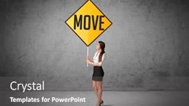  Presentation with road - Presentation design featuring young-business-person-holding-road background and a gray colored foreground