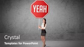  Presentation with business road map - Colorful PPT layouts enhanced with young-business-person-holding-road backdrop and a gray colored foreground