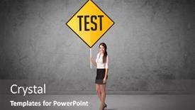  Presentation with test - PPT layouts featuring young-business-person-holding-road background and a gray colored foreground