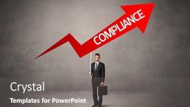  Presentation with compliance - Cool new presentation design with young-business-person-in-casual backdrop and a gray colored foreground