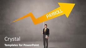  Presentation with payroll - PPT theme enhanced with young-business-person-in-casual background and a gray colored foreground