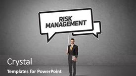  Presentation with risk management - Cool new theme with young-business-person-in-casual backdrop and a gray colored foreground