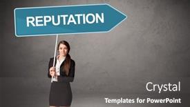  Presentation with reputation - PPT theme featuring young-business-person-in-casual background and a gray colored foreground