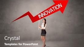  Presentation with business casual - Cool new slides with young-business-person-in-casual backdrop and a gray colored foreground