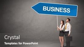  Presentation with business casual - Amazing slide set having young-business-person-in-casual backdrop and a gray colored foreground