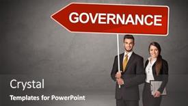  Presentation with governance - Slides featuring young-business-person-in-casual background and a gray colored foreground
