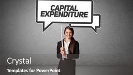  Presentation with capital expenditure - Slide set with young-business-person-in-casual background and a dark gray colored foreground