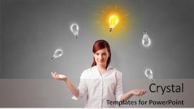  Presentation with new idea innovation - Amazing slide deck having young business person juggle backdrop and a light gray colored foreground