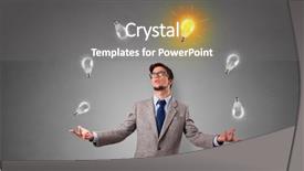  Presentation with idea - Beautiful PPT theme featuring use case - young business person juggle backdrop and a gray colored foreground