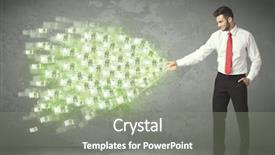  Presentation with joint venture crowdfunding money business - PPT layouts consisting of young business person throwing money background and a  colored foreground