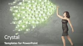  Presentation with joint venture crowdfunding money business - PPT layouts having young business person throwing money background and a  colored foreground