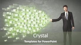  Presentation with money - Cool new presentation theme with young business person throwing money backdrop and a  colored foreground