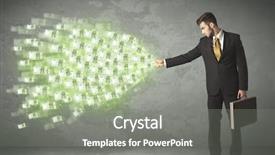  Presentation with joint venture crowdfunding money business - PPT theme having young business person throwing money background and a  colored foreground