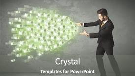  Presentation with money - Slide deck enhanced with young business person throwing money background and a  colored foreground