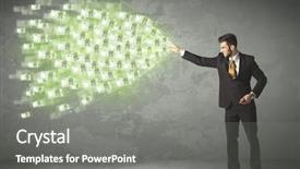  Presentation with joint venture crowdfunding money business - Beautiful slide deck featuring young business person throwing money backdrop and a gray colored foreground