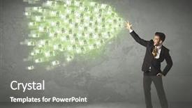  Presentation with money - Slide set featuring young business person throwing money background and a  colored foreground