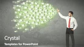  Presentation with money - Amazing presentation theme having young business person throwing money backdrop and a gray colored foreground