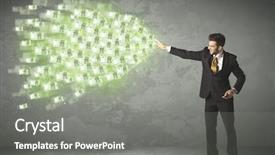  Presentation with money - Audience pleasing slide deck consisting of young business person throwing money backdrop and a  colored foreground