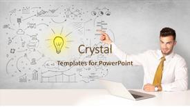  Presentation with idea - Slide set having young business person with new background and a  colored foreground