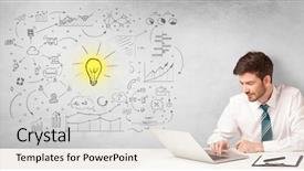  Presentation with idea - Beautiful presentation featuring young business person with new backdrop and a  colored foreground