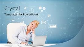  Presentation with operations business review - Amazing slide deck having young business person with operational system concept backdrop and a light blue colored foreground