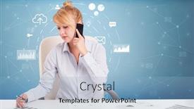  Presentation with concept - PPT theme enhanced with young-business-person-with-operational background and a light blue colored foreground