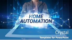  Presentation with home automation - Presentation theme enhanced with domotique - young business person working background and a teal colored foreground