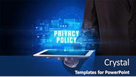  Presentation with privacy - Audience pleasing presentation theme consisting of young business person working on tablet and shows the digital sign privacy policy backdrop and a ocean colored foreground