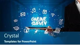  Presentation with online survey - Presentation design featuring shows the inscription online survey background and a ocean colored foreground