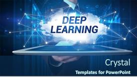  Presentation with tablet - Beautiful presentation design featuring shows the inscription deep learning backdrop and a ocean colored foreground